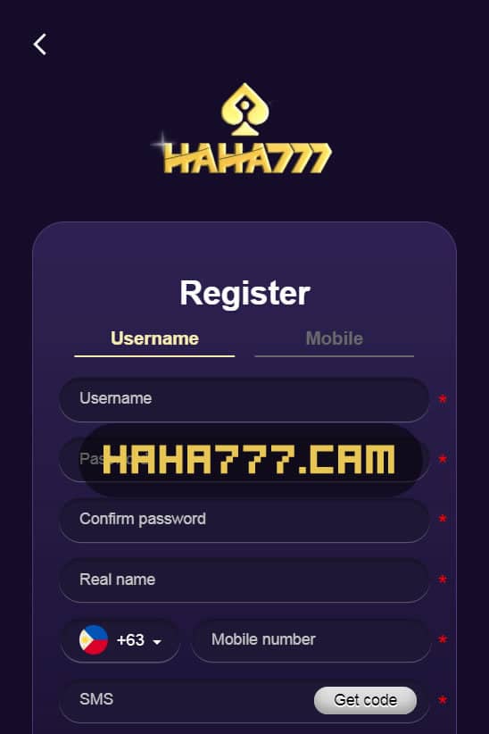 Haha777 Casino Login Registration Instructions