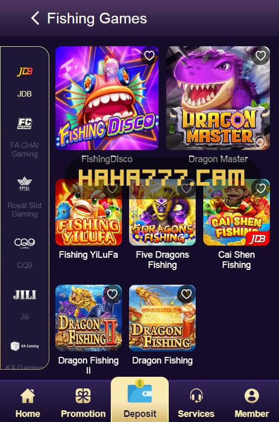 Rich game types at Haha777 Casino